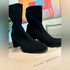 Stuart Weitzman Sleek Suede Sock Booties/ Size 10